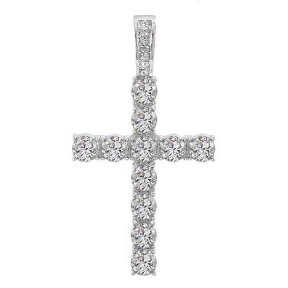 ⭐ 2PC 24" Diamond Hip Hop Necklace and Cross Pendant With 4mm Diamonds  ⭐ - Picture 7 of 11